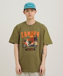CREAM SODA LAB（クリームソーダラボ）の「モトキャンプ 半袖Tシャツ オリーブ（Tシャツ/カットソー）」
