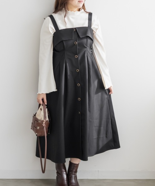 CLETTE(クレット)の「CLETTEオリジナルフロントボタンフラップワンピース(ワンピース・レディース・ブラック/ワイン/ベージュ・4L/3L/LL)」の4枚目の写真