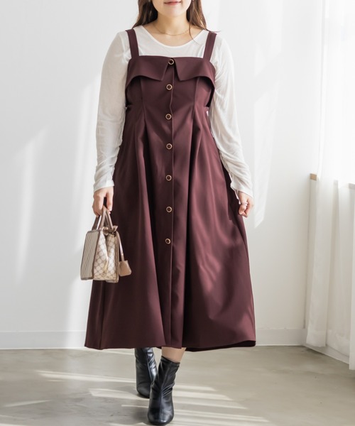 CLETTE(クレット)の「CLETTEオリジナルフロントボタンフラップワンピース(ワンピース・レディース・ブラック/ワイン/ベージュ・4L/3L/LL)」の11枚目の写真