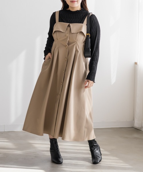 CLETTE(クレット)の「CLETTEオリジナルフロントボタンフラップワンピース(ワンピース・レディース・ブラック/ワイン/ベージュ・4L/3L/LL)」の7枚目の写真
