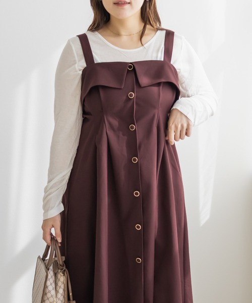 CLETTE(クレット)の「CLETTEオリジナルフロントボタンフラップワンピース(ワンピース・レディース・ブラック/ワイン/ベージュ・4L/3L/LL)」の12枚目の写真