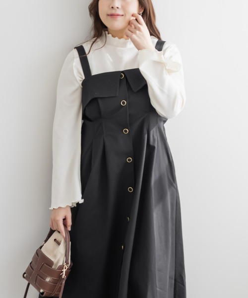 CLETTE(クレット)の「CLETTEオリジナルフロントボタンフラップワンピース(ワンピース・レディース・ブラック/ワイン/ベージュ・4L/3L/LL)」の6枚目の写真