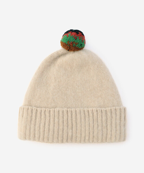 Jo Gordon（ジョーゴードン）の「Jo Gordon | ウール ポンポンニット帽 UNISEX（ニットキャップ/ビーニー・レディース・オートミール/グリーン系その他・ONE）」の4枚目の写真