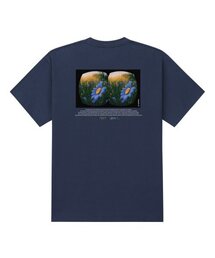 バーチャルフラワー半袖Tシャツネイビー