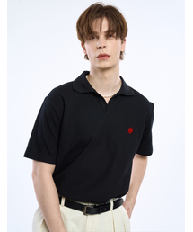 CLEVER FIELD（クレバーフィールド）の「Clover Embroidered Essential Pique T-shirt_Black（ポロシャツ・メンズ）」