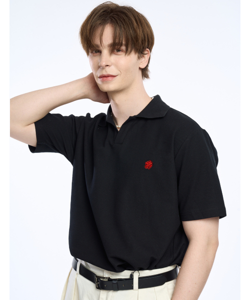 CLEVER FIELD(クレバーフィールド)の「クローバー刺繍エッセンシャルピケTシャツ_ブラック(ポロシャツ・メンズ・その他・LARGE/MEDIUM)」の3枚目の写真