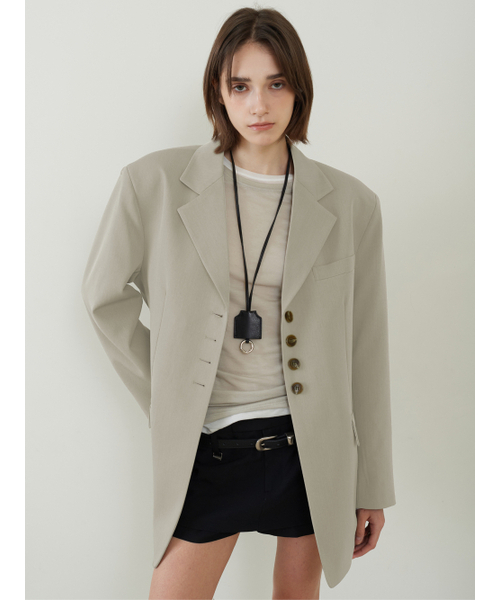 Oversized 4 Button Blazer Sand Beige