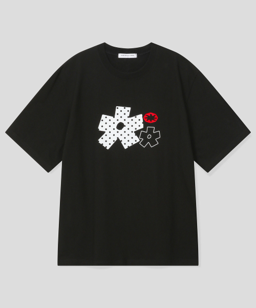 SLOW RECORD HOUSE(スローレコードハウス)の「ポルカドットスターティーシャツ_ブラック(Tシャツ/カットソー・レディース・その他・MEDIUM/SMALL)」の1枚目の写真