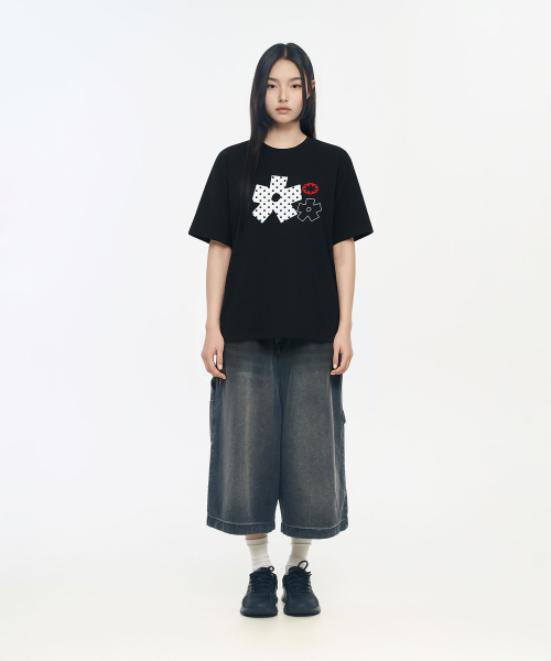 SLOW RECORD HOUSE(スローレコードハウス)の「ポルカドットスターティーシャツ_ブラック(Tシャツ/カットソー・レディース・その他・MEDIUM/SMALL)」の5枚目の写真