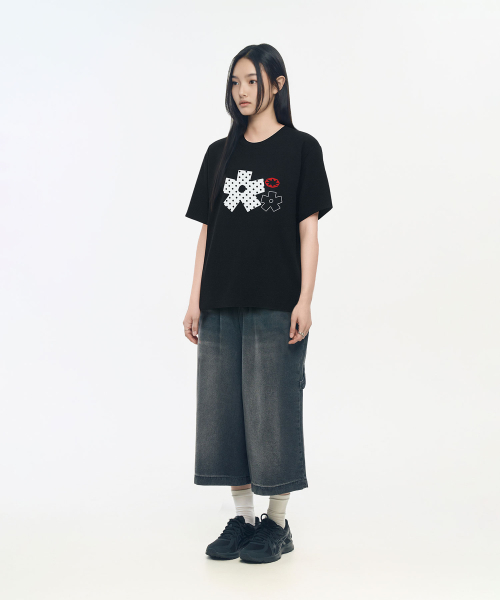 SLOW RECORD HOUSE(スローレコードハウス)の「ポルカドットスターティーシャツ_ブラック(Tシャツ/カットソー・レディース・その他・MEDIUM/SMALL)」の6枚目の写真