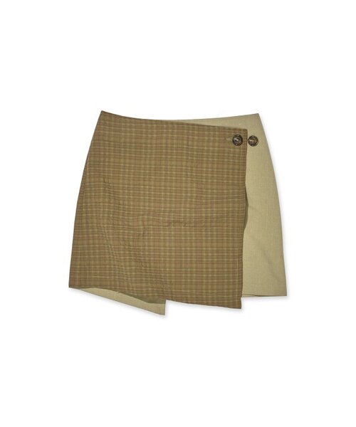 CURRENT（カレント）の「CHECK WRAP MINI SKIRT KS [MUSTARD]（スカート・レディース・その他・FREE）」の2枚目の写真