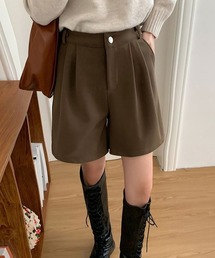 タックショートパンツウール風ワイドパンツ