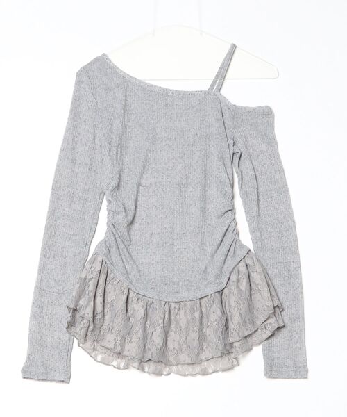 Vini（ヴィニ）の「オフショルアシンメトリーレーストップス（Tシャツ/カットソー・レディース・ブラウン/グレー・MEDIUM）」の9枚目の写真