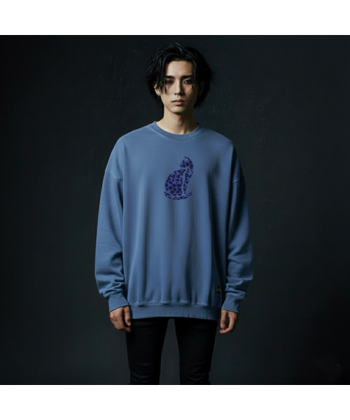 EIGHTVOLUME(エイトボリューム)の「EVレオパードキャットピグメントスウェット(ネイビー)(スウェット・メンズ・その他・MEDIUM/LARGE)」の1枚目の写真