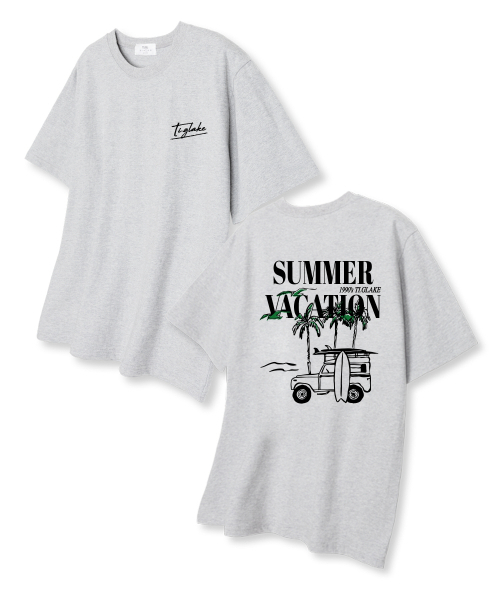 TI.GLAKE(ティーグレイク)の「サマーバケーションオーバーサイズ半袖Tシャツライトグレー(Tシャツ/カットソー・レディース・その他・LARGE/X-LARGE/XX-LARGE)」の1枚目の写真