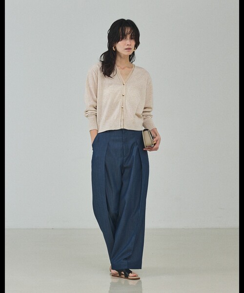 qualite（カリテ）の「シアーミックスカーディガン/春服/夏服/羽織り/オフィスカジュアル（カーディガン/ボレロ・レディース・ライトベージュ/グレー/グリーン・フリー）」の4枚目の写真