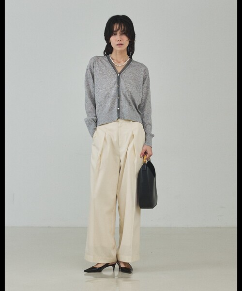 qualite（カリテ）の「シアーミックスカーディガン/春服/夏服/羽織り/オフィスカジュアル（カーディガン/ボレロ・レディース・ライトベージュ/グレー/グリーン・フリー）」の6枚目の写真