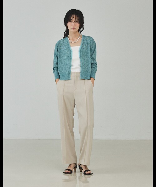 qualite（カリテ）の「シアーミックスカーディガン/春服/夏服/羽織り/オフィスカジュアル（カーディガン/ボレロ・レディース・ライトベージュ/グレー/グリーン・フリー）」の8枚目の写真