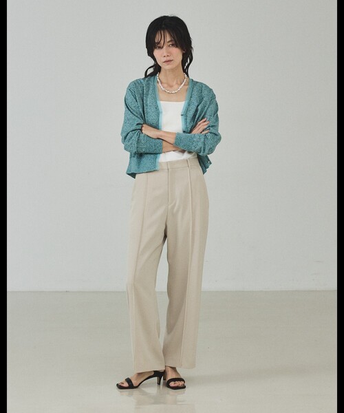 qualite（カリテ）の「シアーミックスカーディガン/春服/夏服/羽織り/オフィスカジュアル（カーディガン/ボレロ・レディース・ライトベージュ/グレー/グリーン・フリー）」の9枚目の写真