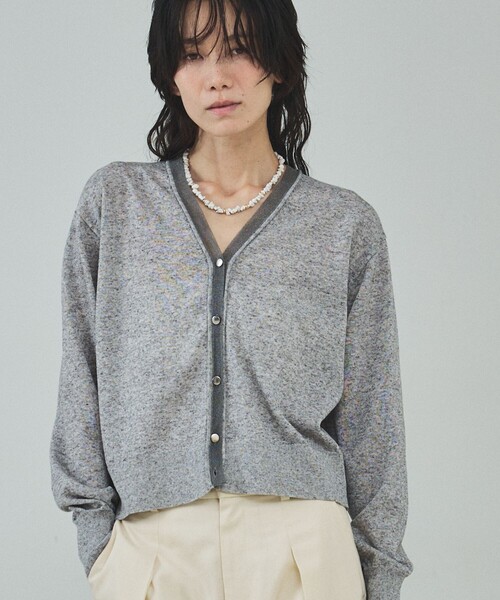 qualite（カリテ）の「シアーミックスカーディガン/春服/夏服/羽織り/オフィスカジュアル（カーディガン/ボレロ・レディース・ライトベージュ/グレー/グリーン・フリー）」の15枚目の写真