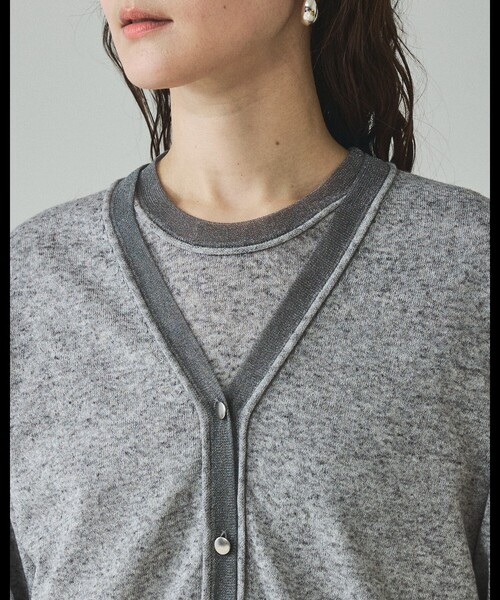 qualite（カリテ）の「シアーミックスカーディガン/春服/夏服/羽織り/オフィスカジュアル（カーディガン/ボレロ・レディース・ライトベージュ/グレー/グリーン・フリー）」の21枚目の写真