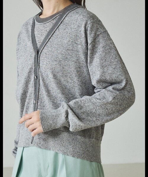 qualite（カリテ）の「シアーミックスカーディガン/春服/夏服/羽織り/オフィスカジュアル（カーディガン/ボレロ・レディース・ライトベージュ/グレー/グリーン・フリー）」の22枚目の写真