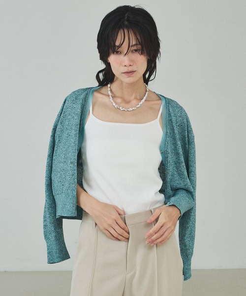 qualite（カリテ）の「シアーミックスカーディガン/春服/夏服/羽織り/オフィスカジュアル（カーディガン/ボレロ・レディース・ライトベージュ/グレー/グリーン・フリー）」の13枚目の写真