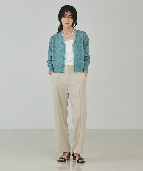 qualite（カリテ）の「シアーミックスカーディガン/春服/夏服/羽織り/オフィスカジュアル（カーディガン/ボレロ・レディース・ライトベージュ/グレー/グリーン・フリー）」の8枚目の写真