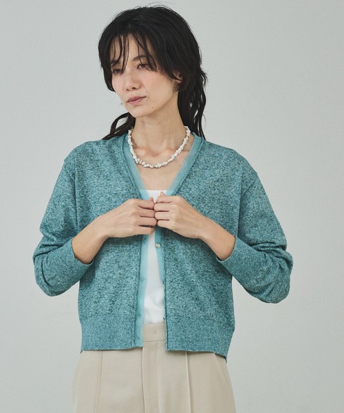 qualite（カリテ）の「シアーミックスカーディガン/春服/夏服/羽織り/オフィスカジュアル（カーディガン/ボレロ・レディース・ライトベージュ/グレー/グリーン・フリー）」の17枚目の写真