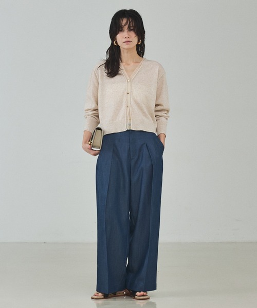 qualite（カリテ）の「シアーミックスカーディガン/春服/夏服/羽織り/オフィスカジュアル（カーディガン/ボレロ・レディース・ライトベージュ/グレー/グリーン・フリー）」の4枚目の写真