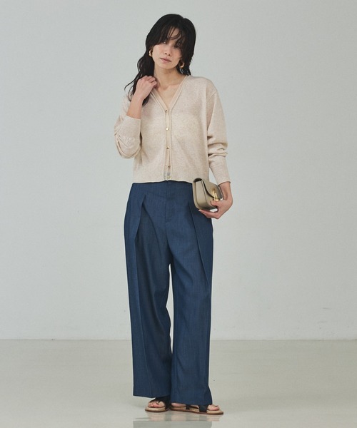 qualite（カリテ）の「シアーミックスカーディガン/春服/夏服/羽織り/オフィスカジュアル（カーディガン/ボレロ・レディース・ライトベージュ/グレー/グリーン・フリー）」の5枚目の写真