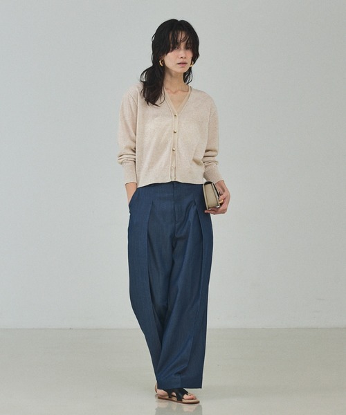 qualite（カリテ）の「シアーミックスカーディガン/春服/夏服/羽織り/オフィスカジュアル（カーディガン/ボレロ・レディース・ライトベージュ/グレー/グリーン・フリー）」の10枚目の写真