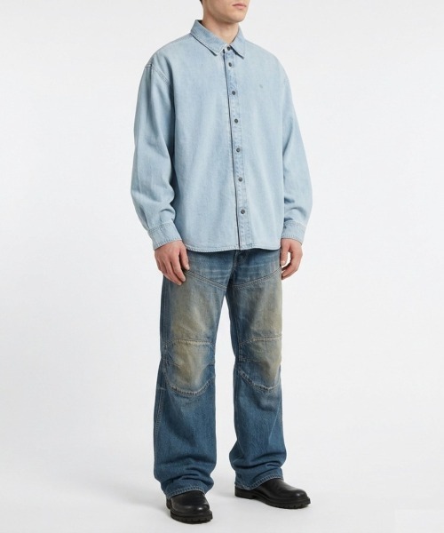 G-STAR(ジースター)の「Hybrid Zip Oversized Shirt/ハイブリッドジップアップオーバーサイズデニムシャツ(シャツ/ブラウス・メンズ・ライトブルー・SMALL/MEDIUM/LARGE/X-LARGE/X-SMALL)」の5枚目の写真