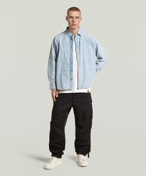 G-STAR(ジースター)の「Hybrid Zip Oversized Shirt/ハイブリッドジップアップオーバーサイズデニムシャツ(シャツ/ブラウス・メンズ・ライトブルー・SMALL/MEDIUM/LARGE/X-LARGE/X-SMALL)」の4枚目の写真