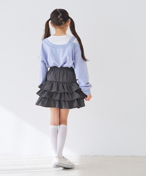 coca（coca）（コカ）の「キッズ　ティアードミニスカート（スカート・キッズ・チャコール/ベージュ・150/140/130/120）」の5枚目の写真