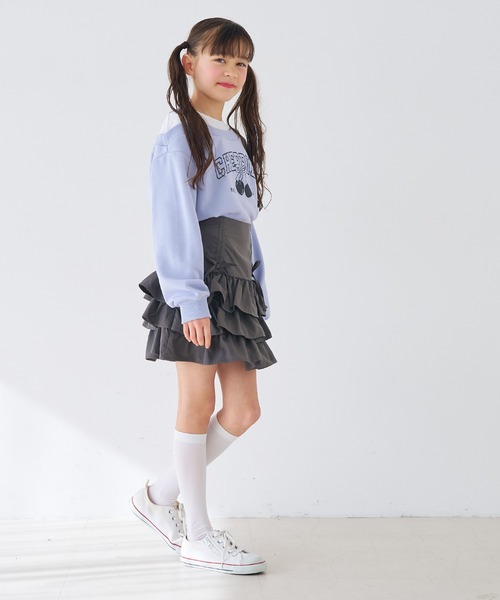 coca（coca）（コカ）の「キッズ　ティアードミニスカート（スカート・キッズ・チャコール/ベージュ・150/140/130/120）」の7枚目の写真