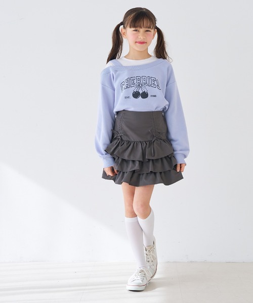 coca（coca）（コカ）の「キッズ　ティアードミニスカート（スカート・キッズ・チャコール/ベージュ・150/140/130/120）」の8枚目の写真