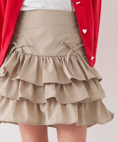 coca（coca）（コカ）の「キッズ　ティアードミニスカート（スカート・キッズ・チャコール/ベージュ・150/140/130/120）」の13枚目の写真