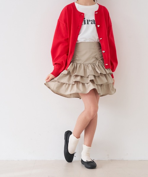coca（coca）（コカ）の「キッズ　ティアードミニスカート（スカート・キッズ・チャコール/ベージュ・150/140/130/120）」の14枚目の写真