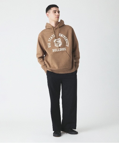 UN-USELESS(アンユースレス)の「【UN-USELESS】アンユースレス/ USL BULLDOGS HOODED SWKNIT(パーカー・メンズ・キャメル/ホワイト・LARGE/X-LARGE/SMALL)」の3枚目の写真