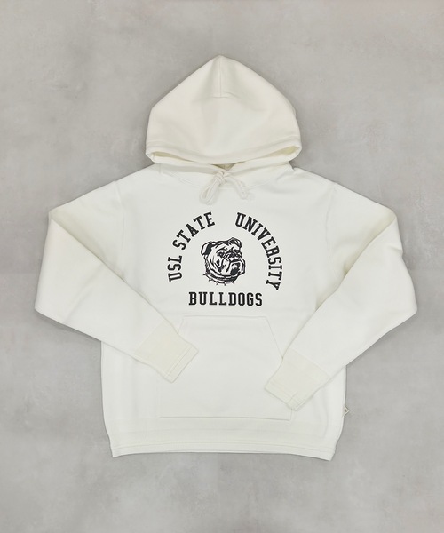 UN-USELESS(アンユースレス)の「【UN-USELESS】アンユースレス/ USL BULLDOGS HOODED SWKNIT(パーカー・メンズ・キャメル/ホワイト・LARGE/X-LARGE/SMALL)」の5枚目の写真