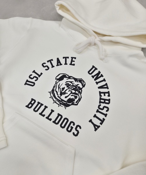 UN-USELESS(アンユースレス)の「【UN-USELESS】アンユースレス/ USL BULLDOGS HOODED SWKNIT(パーカー・メンズ・キャメル/ホワイト・LARGE/X-LARGE/SMALL)」の6枚目の写真