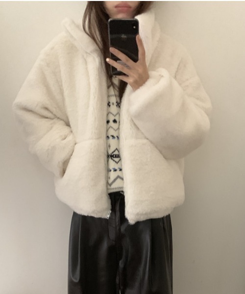 FREE STYLISTS（フリー スタイリスト）の「YUGA_YGMC 　Padded boa blouson coat（ブルゾン・レディース・クリーム/ホワイト・FREE）」の8枚目の写真