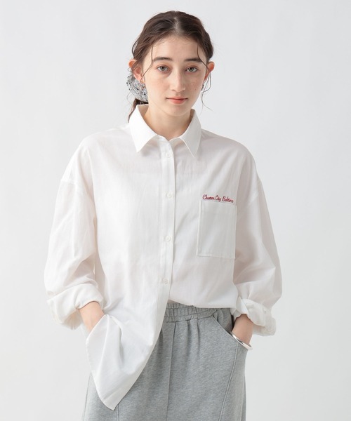 GEORGE'S(ジョージズ)の「刺繍オックスシャツ(シャツ/ブラウス・レディース・ブルー/アイボリー/ピンク・FREE)」の8枚目の写真