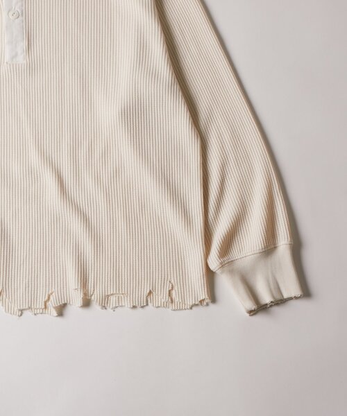 WHO'S WHO gallery（フーズフーギャラリー）の「【FromVintage】ダメージワッフルヘンリーL/STEE（Tシャツ/カットソー・メンズ・ホワイト/チャコールグレー・FREE）」の14枚目の写真