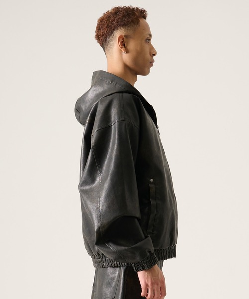 セール】FUBU フブ ブランド Faux Leather Hoodie / フェイクレザー