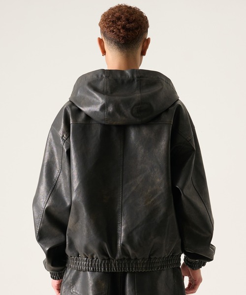 セール】FUBU フブ ブランド Faux Leather Hoodie / フェイクレザー