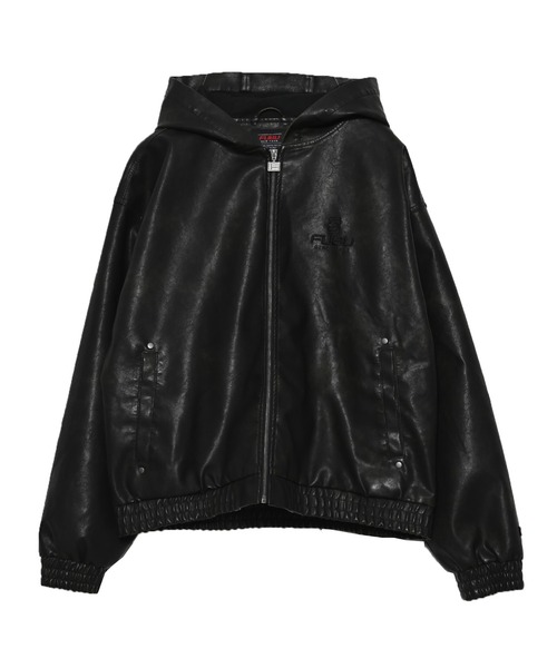 FUBU( フブ)の「FUBU フブ ブランド Faux Leather Hoodie / フェイクレザーパーカー PUレザー(セットアップ対応)(ブルゾン・メンズ・ブラック・M/L/XL/XXL)」の9枚目の写真