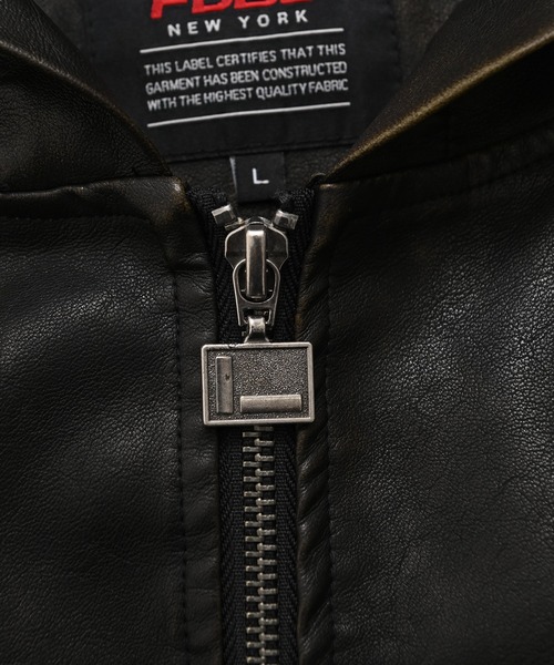 FUBU( フブ)の「FUBU フブ ブランド Faux Leather Hoodie / フェイクレザーパーカー PUレザー(セットアップ対応)(ブルゾン・メンズ・ブラック・M/L/XL/XXL)」の13枚目の写真