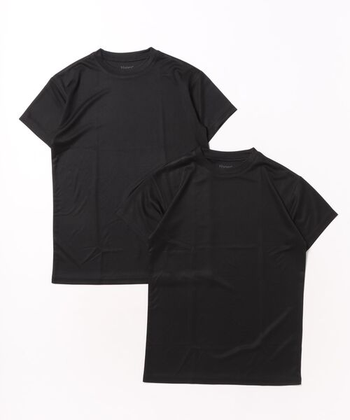 HANES(ヘインズ)の「【HANES/ヘインズ】MOVES 2P MESH CREW T KIDS'(Tシャツ/カットソー・キッズ・ホワイト/ブラック・130/140/150/160)」の2枚目の写真